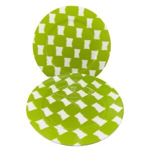 Portobello by Inspire 8inch Round Plate Dish Set2 Dishes Plates Green White Spot